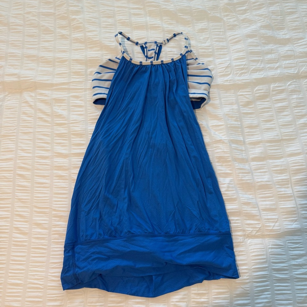Blue Striped Athletic Tank Top